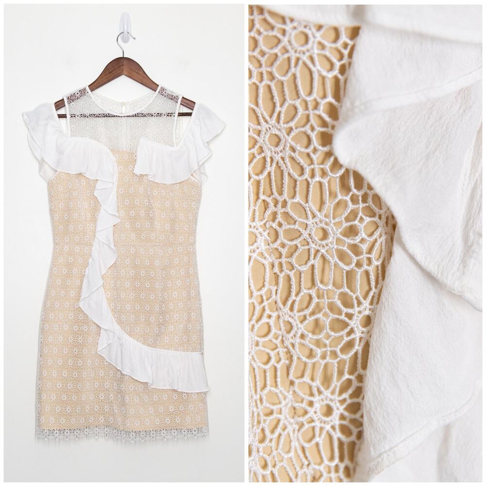 Dark Pink London Crochet Lace Dress 12 Cream Bridal Shower Garden Party Wedding